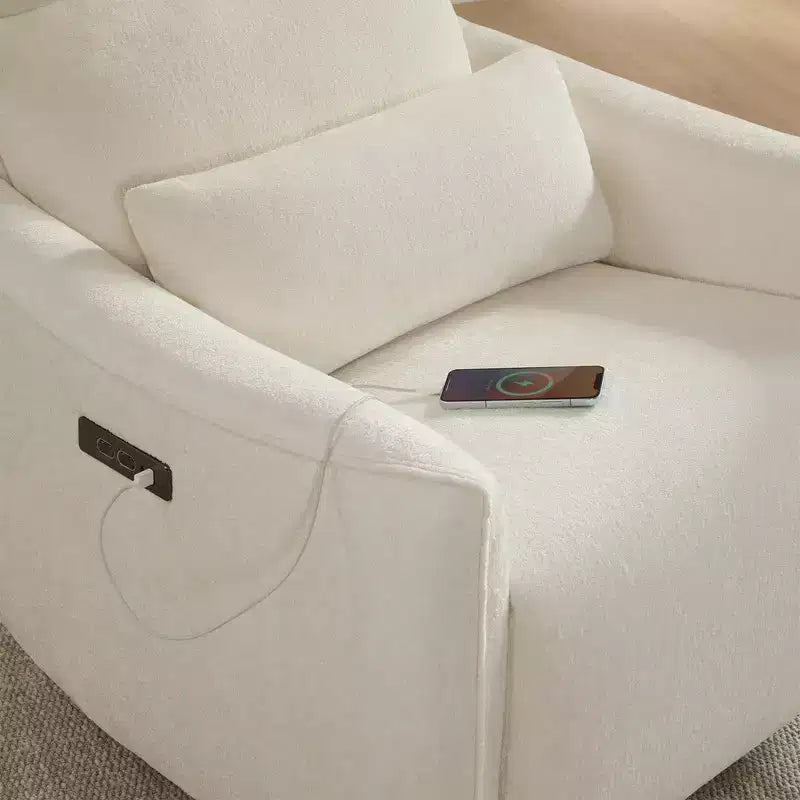 Fauteuil inclinable pivotant électrique à double moteur avec coussin lombaire pour chambre de bébé
