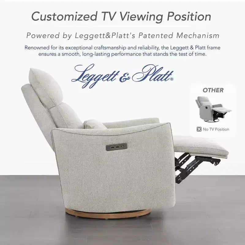 Fauteuil inclinable pivotant électrique à double moteur avec coussin lombaire pour chambre de bébé
