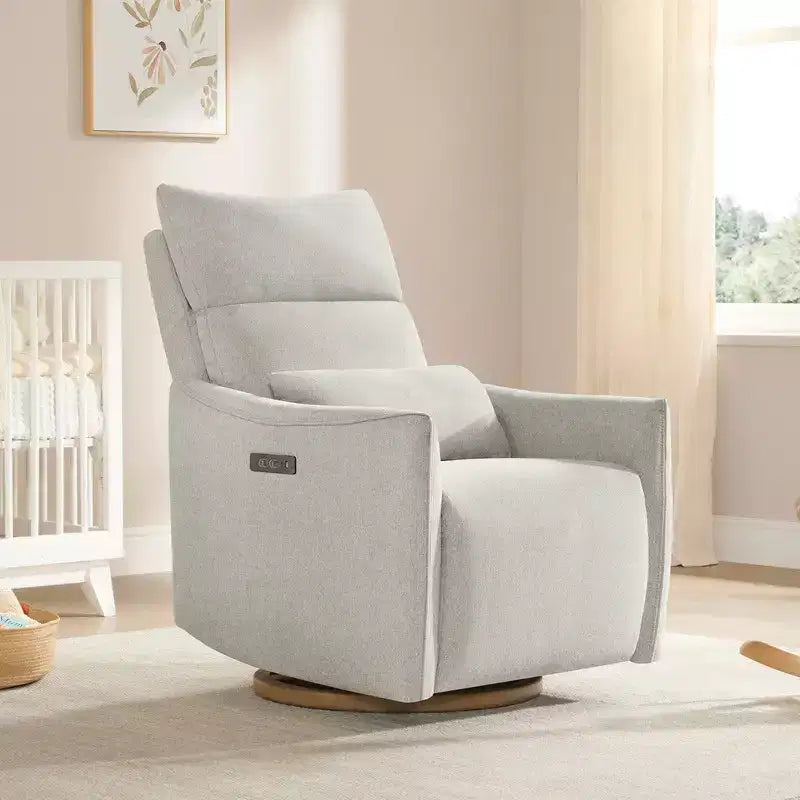 Fauteuil inclinable pivotant électrique à double moteur avec coussin lombaire pour chambre de bébé