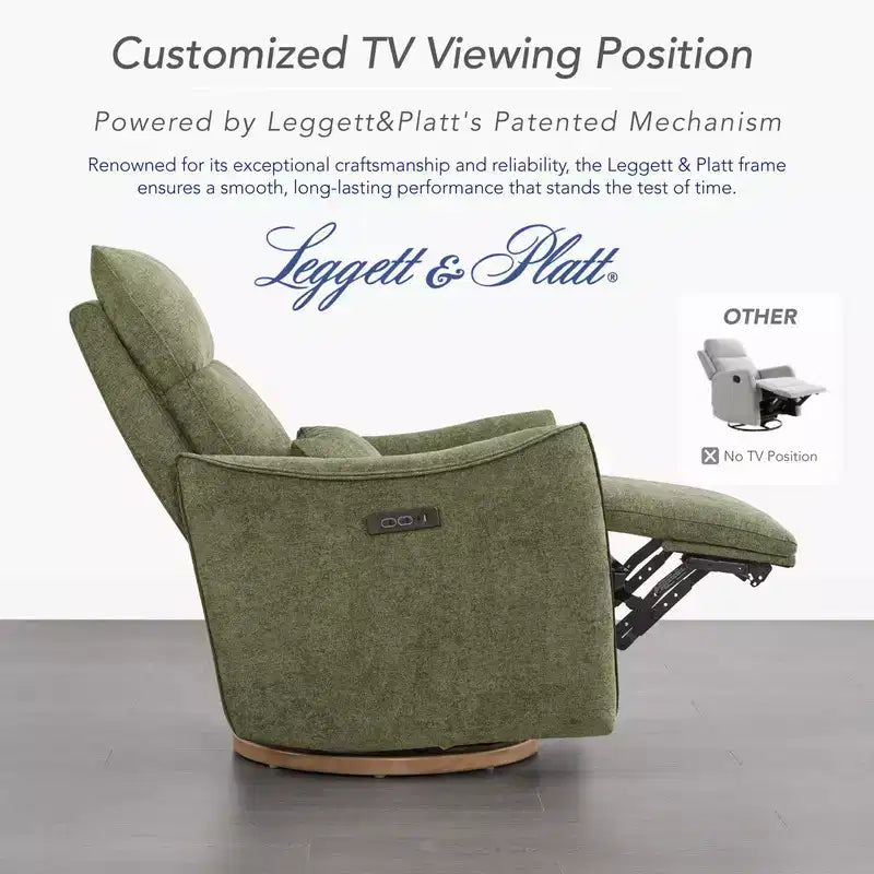 Fauteuil inclinable pivotant électrique à double moteur avec coussin lombaire pour chambre de bébé