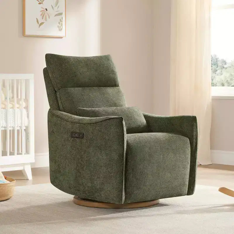 Fauteuil inclinable pivotant électrique à double moteur avec coussin lombaire pour chambre de bébé