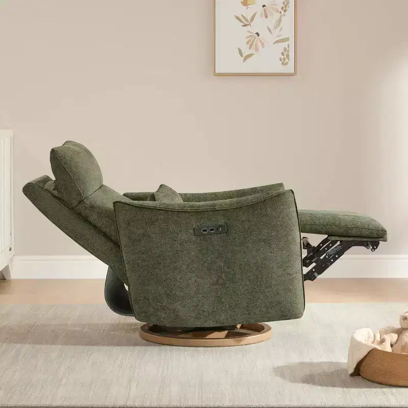 Fauteuil inclinable pivotant électrique à double moteur avec coussin lombaire pour chambre de bébé