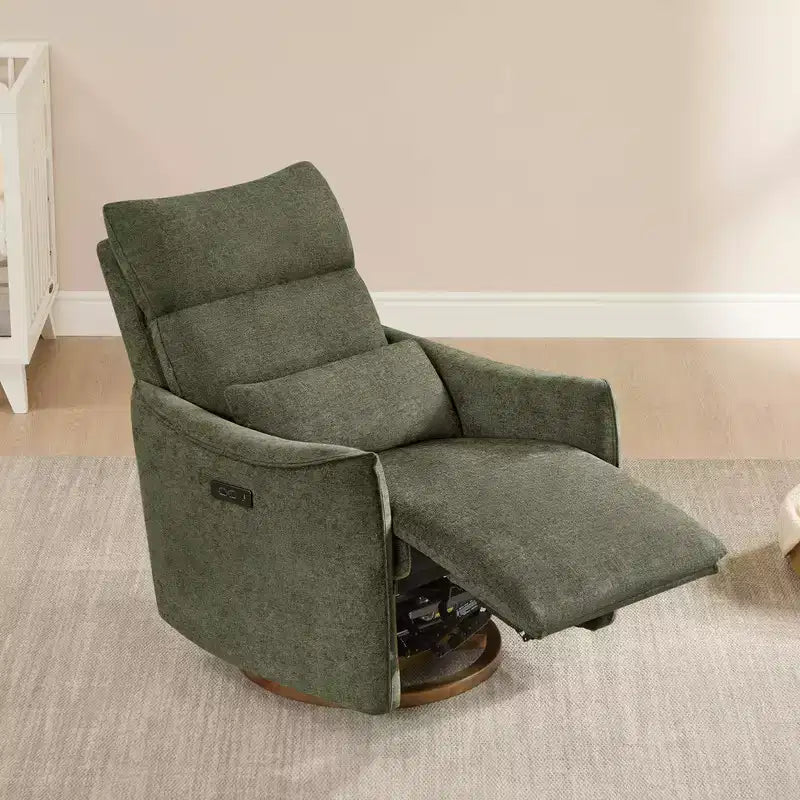 Fauteuil inclinable pivotant électrique à double moteur avec coussin lombaire pour chambre de bébé