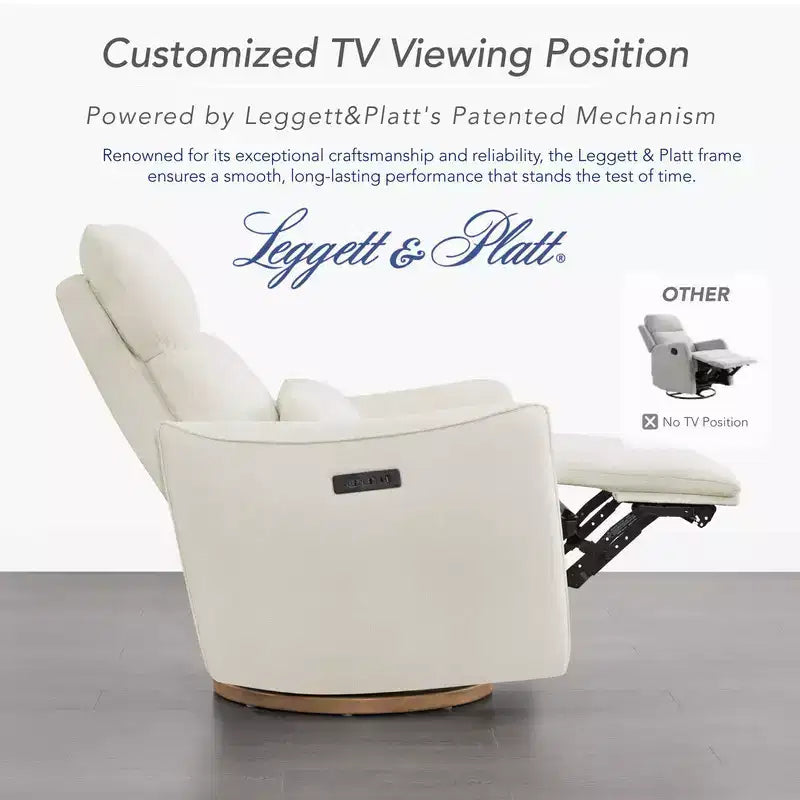 Fauteuil inclinable pivotant électrique à double moteur avec coussin lombaire pour chambre de bébé