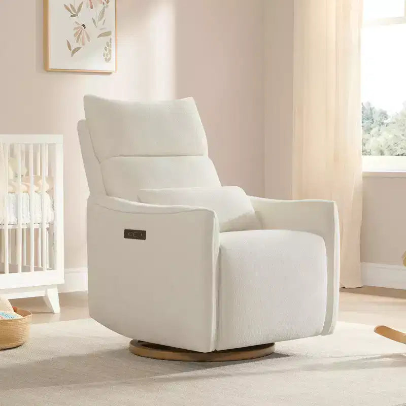 Fauteuil inclinable pivotant électrique à double moteur avec coussin lombaire pour chambre de bébé
