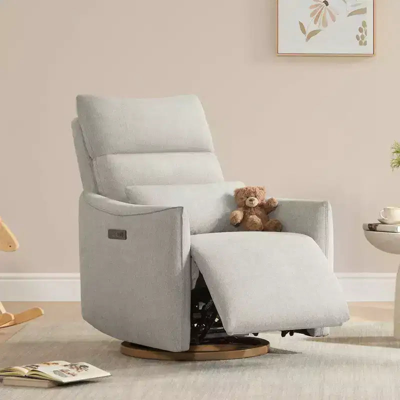 Fauteuil inclinable pivotant électrique à double moteur avec coussin lombaire pour chambre de bébé