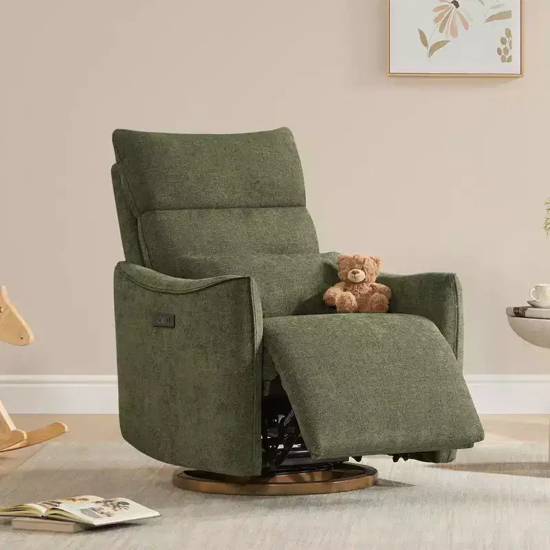 Fauteuil inclinable pivotant électrique à double moteur avec coussin lombaire pour chambre de bébé
