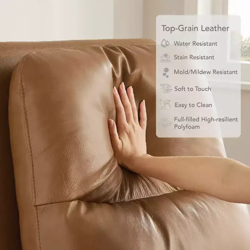 Fauteuil inclinable, pivotant et motorisé en cuir véritable, avec fonction balancelle pour chambre de bébé