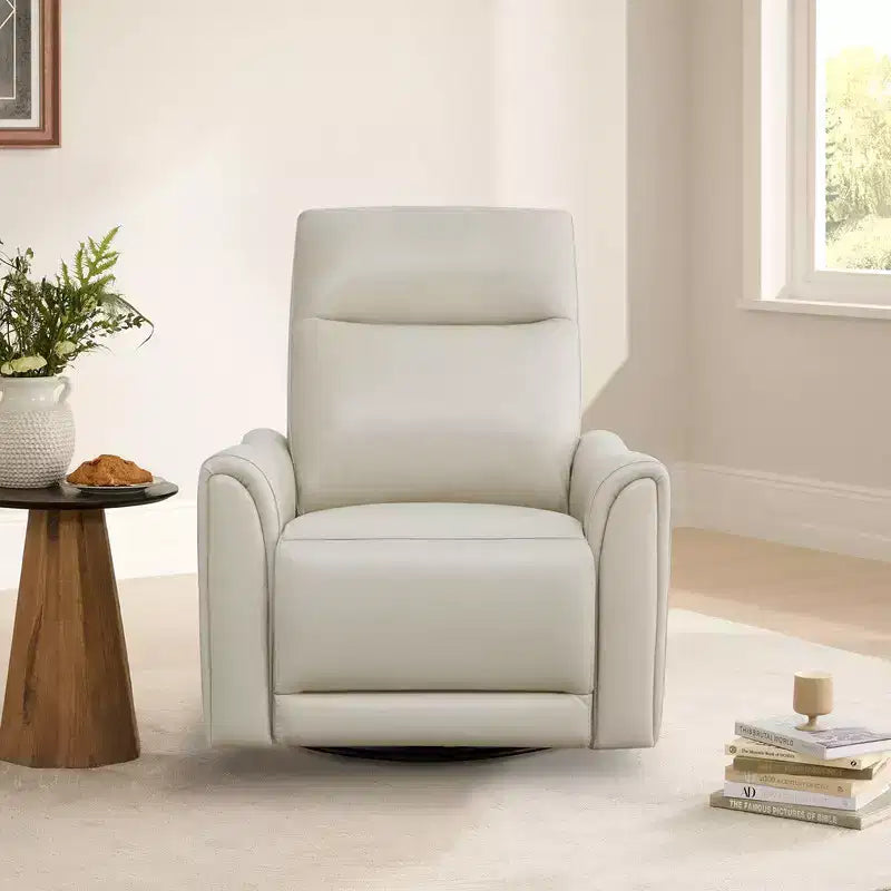 Fauteuil inclinable, pivotant et motorisé en cuir véritable, avec fonction balancelle pour chambre de bébé