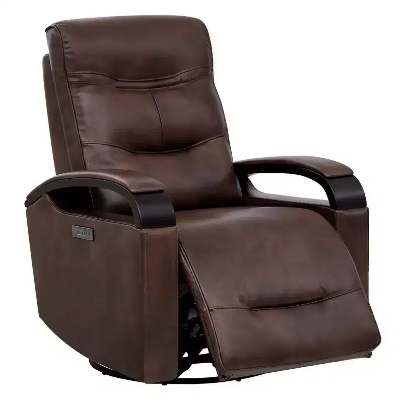Spruce & Spring Leather Power Recliner Swivel Glider Rocker with Power Headrest