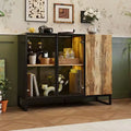 Famapy Modern Glass Display Cabinet with RGB LED Lights,Curio Cabinet,Sideboard Buffet Cabinet,for Living Room & Collection Room