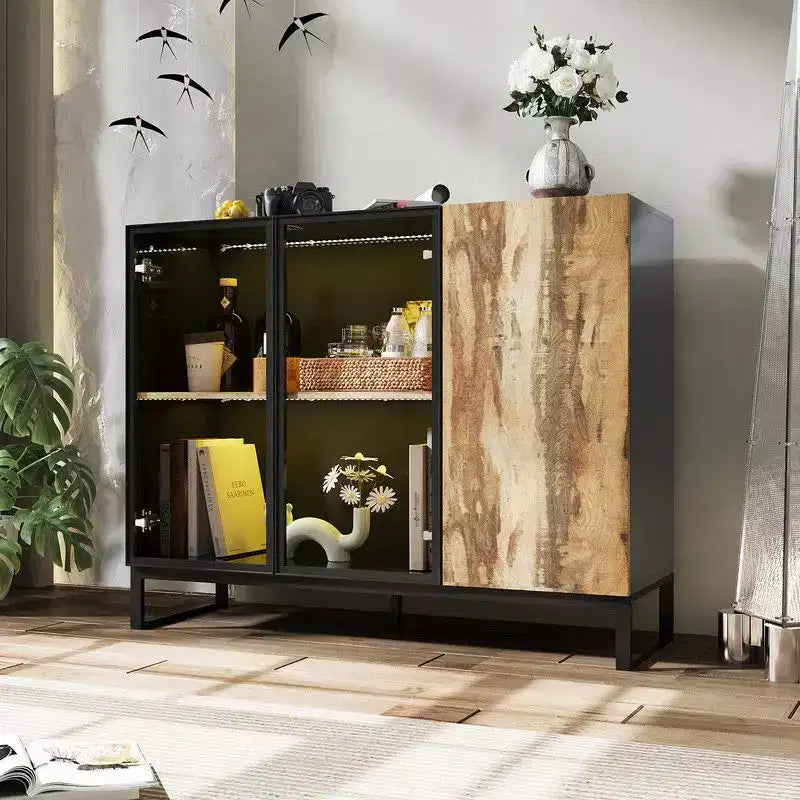 Vitrine en verre moderne avec lumières LED RGB, meuble vitrine, buffet, pour salon et salle de collection