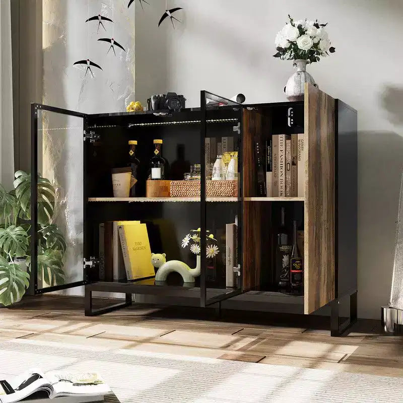 Vitrine en verre moderne avec lumières LED RGB, meuble vitrine, buffet, pour salon et salle de collection