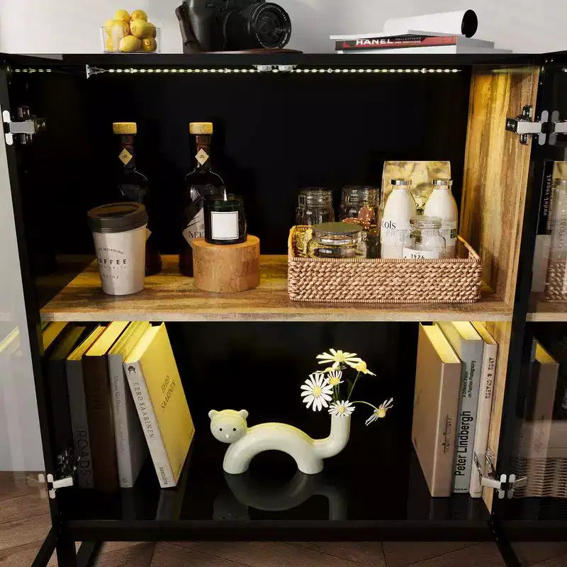 Vitrine en verre moderne avec lumières LED RGB, meuble vitrine, buffet, pour salon et salle de collection