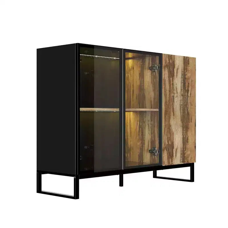 Vitrine en verre moderne avec lumières LED RGB, meuble vitrine, buffet, pour salon et salle de collection