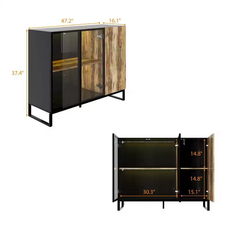 Vitrine en verre moderne avec lumières LED RGB, meuble vitrine, buffet, pour salon et salle de collection