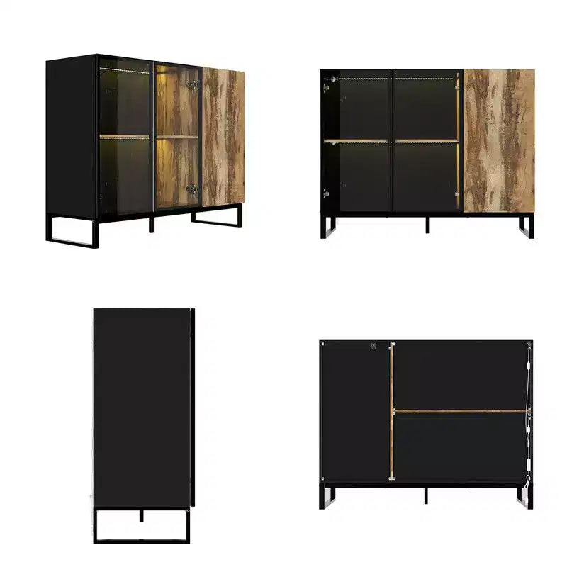 Vitrine en verre moderne avec lumières LED RGB, meuble vitrine, buffet, pour salon et salle de collection