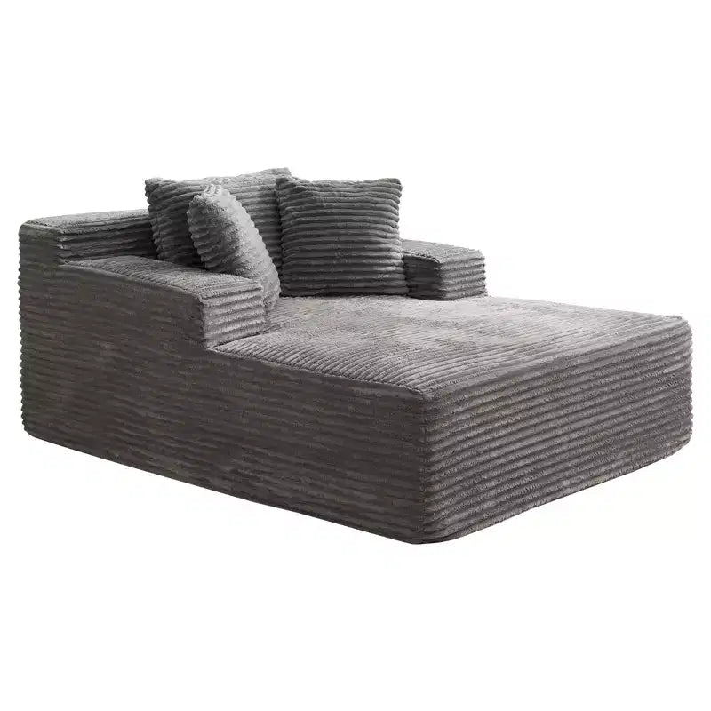 66x49 Chaise Lounge Indoor, Oversized Chaise Lounge Chair with 3 Throw Pillows, Corduroy Upholstered Plush Sofa Bed Lazy Chair Bed