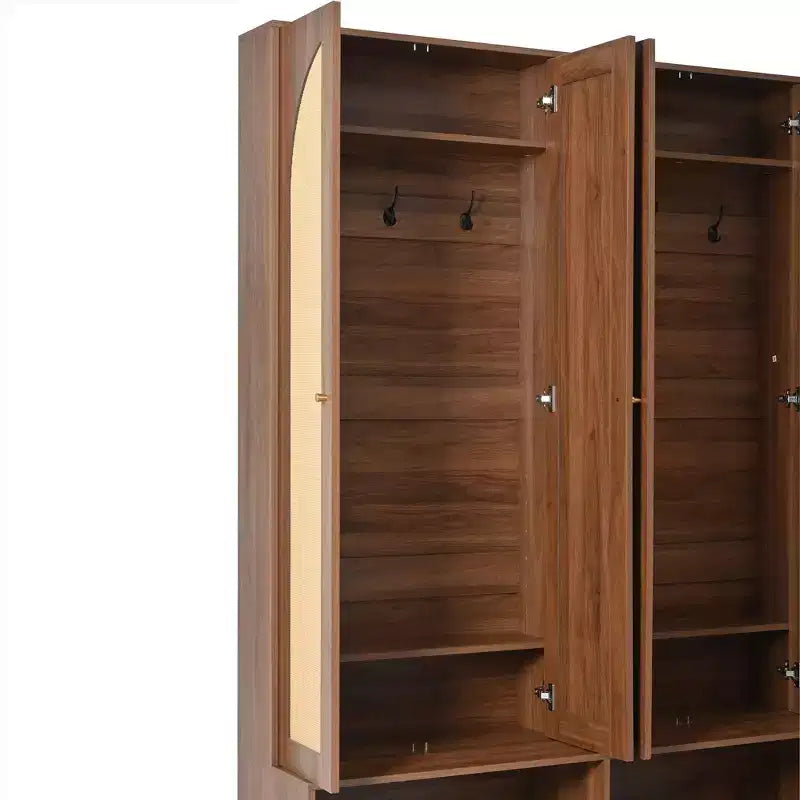 Meuble à chaussures de ferme, Organisateur de chaussures autoportant avec banc 4-en-1 et 6 crochets pour entrée, salon, couloir