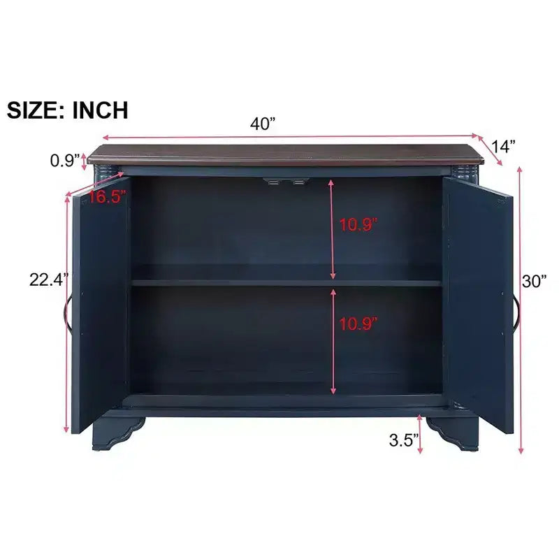 Meuble de rangement de 101,6 cm avec 2 portes et plateau en bois, buffet de rangement pour salon, salle à manger, cuisine