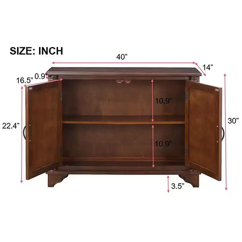 Meuble de rangement de 101,6 cm avec 2 portes et plateau en bois, buffet de rangement pour salon, salle à manger, cuisine