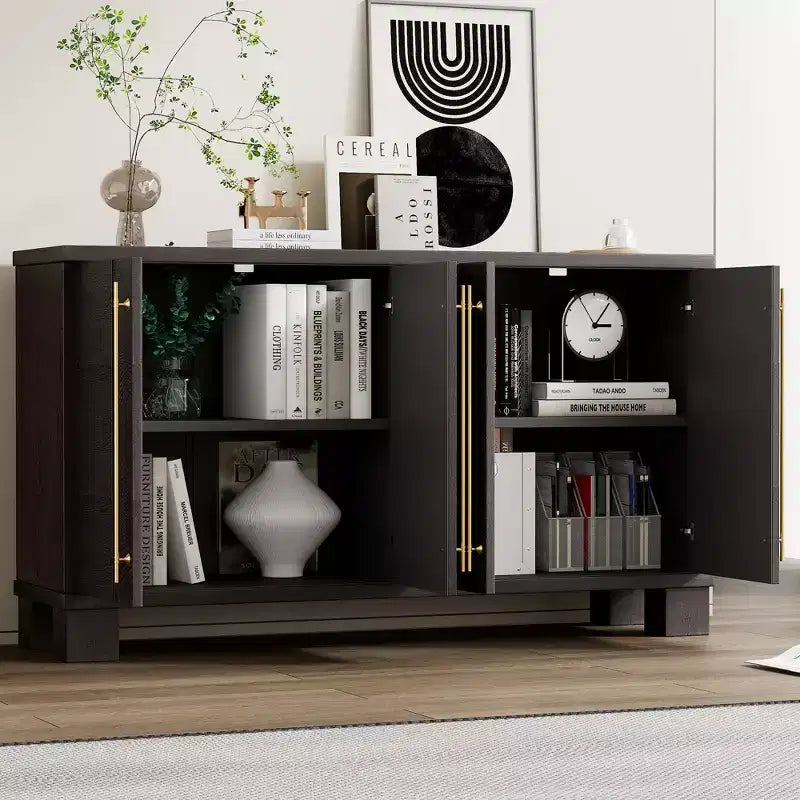 Buffet bas moderne, Meuble de rangement avec 4 portes et 4 étagères, Armoire de rangement pour salon, salle à manger, cuisine