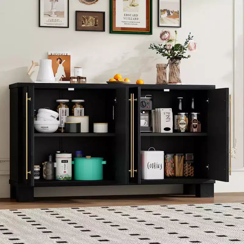 Buffet bas moderne, Meuble de rangement avec 4 portes et 4 étagères, Armoire de rangement pour salon, salle à manger, cuisine