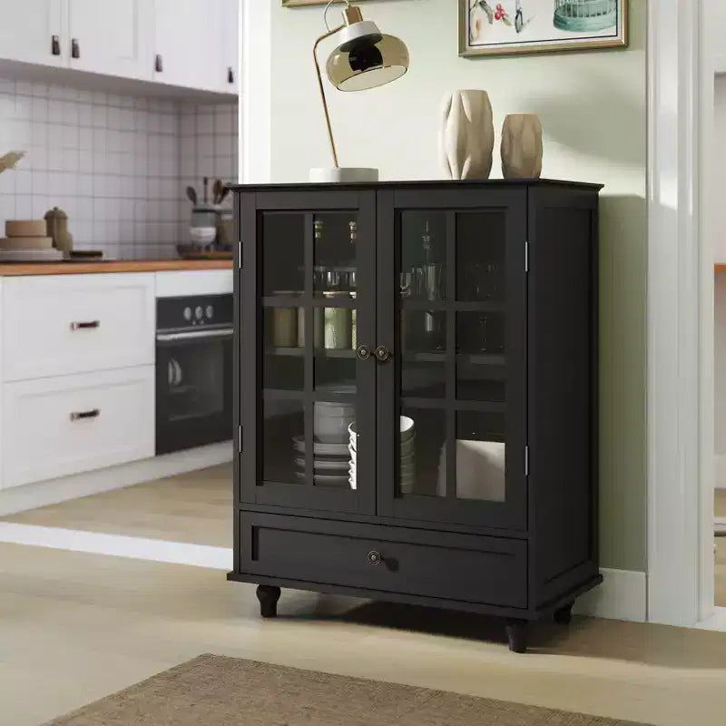 Buffet minimaliste avec 2 portes et 3 étagères, meuble de rangement pour salon, salle à manger, cuisine