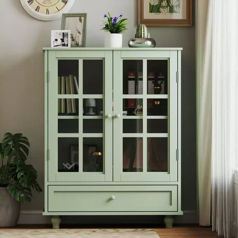 Okak Minimalism Sideboard Cabinet, Bufft Cabinet with 2 Doors and 3 Shelves, Storage Cabinet for Living Room, Dining Room, Kitchen