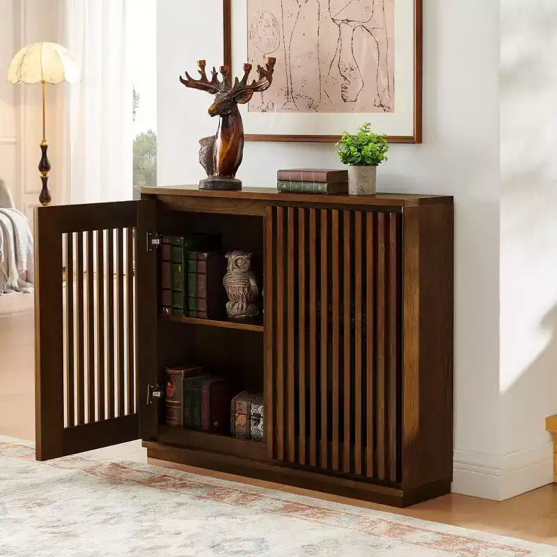 Buffet scandinave, Buffet avec 2 portes et 2 étagères, Meuble de rangement pour salon, salle à manger, cuisine