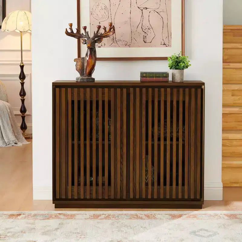 Buffet scandinave, Buffet avec 2 portes et 2 étagères, Meuble de rangement pour salon, salle à manger, cuisine
