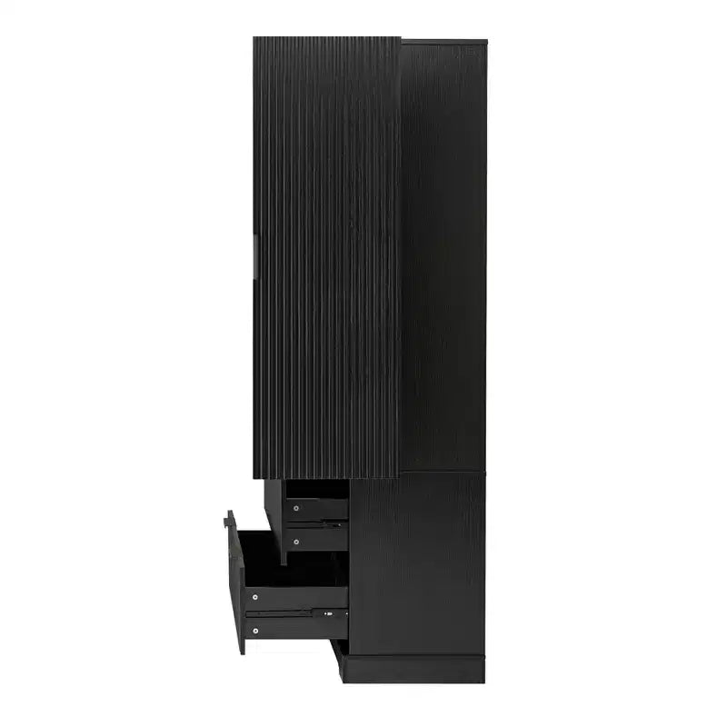 Meuble de rangement haut moderne de 183 cm, Meuble de rangement avec 2 portes et 4 tiroirs, Meuble pour Salon, Couloir, Cuisine