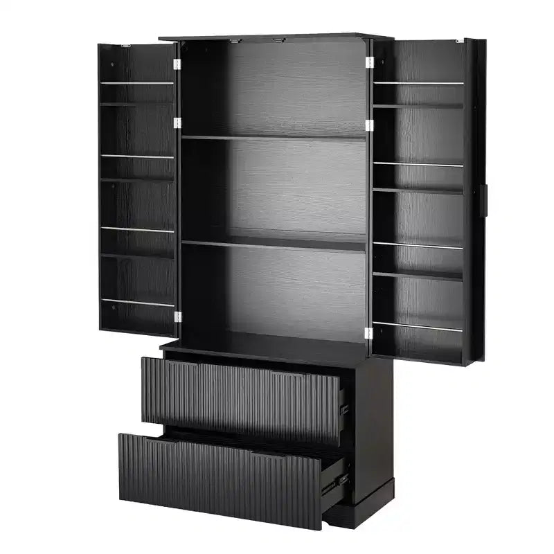 Meuble de rangement haut moderne de 183 cm, Meuble de rangement avec 2 portes et 4 tiroirs, Meuble pour Salon, Couloir, Cuisine