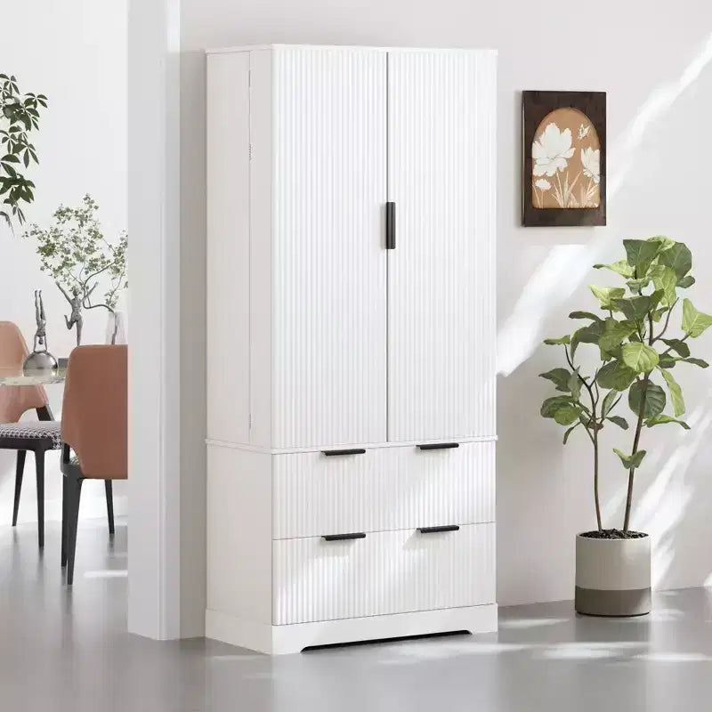 Meuble de rangement haut moderne de 183 cm, Meuble de rangement avec 2 portes et 4 tiroirs, Meuble pour Salon, Couloir, Cuisine