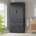 Meuble de rangement haut moderne de 183 cm, Meuble de rangement avec 2 portes et 4 tiroirs, Meuble pour Salon, Couloir, Cuisine
