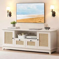 TV Stand for 65+ Inch TV, Rattan Entertainment Center TV Media Console Table