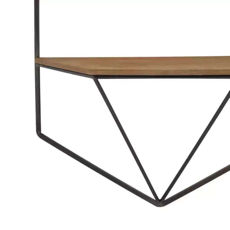 Étagères flottantes en métal et bois au design décontracté et rustique – Étagères murales géométriques – Présentoir suspendu pour la maison et le bureau – Lot de 2, 20, 16