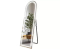 MAYEERTY Full Length Arch Shaped Corner Aluminum Alloy Frameless Mirror with Stand for Living Room Bedroom