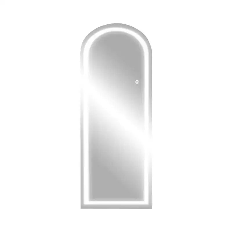 Miroir sans cadre en alliage d'aluminium en forme d'arche pleine longueur avec support pour salon et chambre