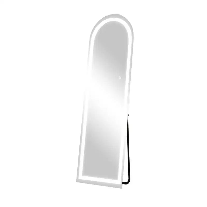 Miroir sans cadre en alliage d'aluminium en forme d'arche pleine longueur avec support pour salon et chambre