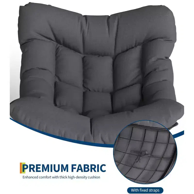 Fauteuil de jardin surdimensionné avec pouf, fauteuil à bascule à cadre métallique, fauteuil à bascule en rotin pour la relaxation dans le jardin, sur le balcon et sur la terrasse