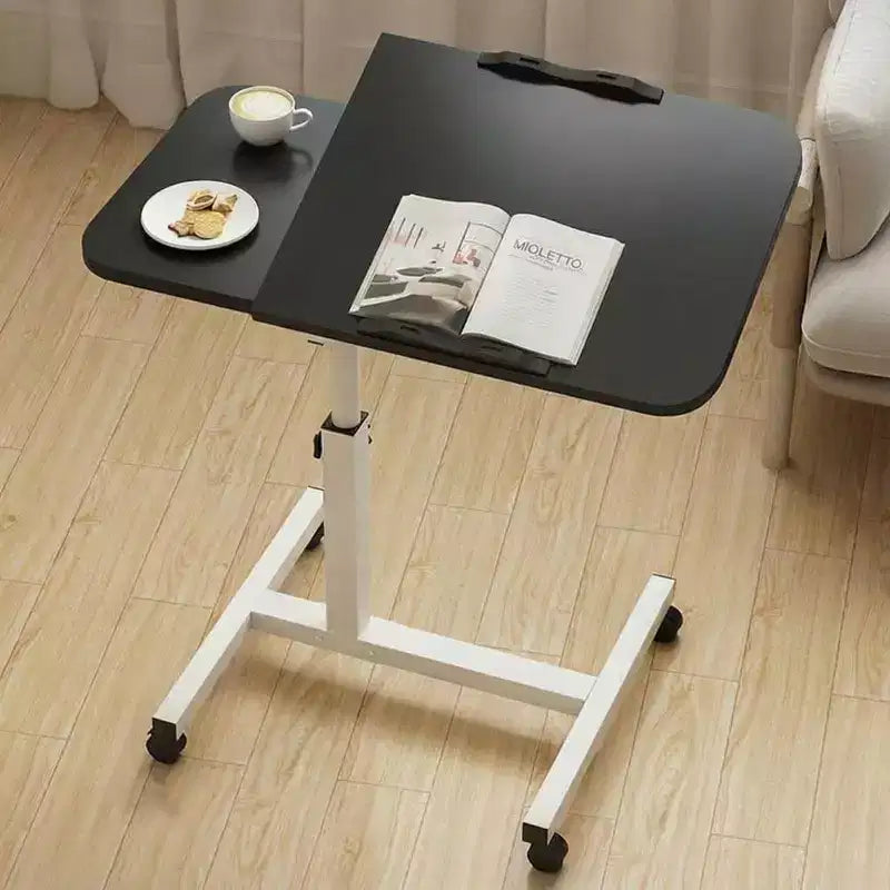 Adjustable Overbed Table on Wheels, 23.6-37.4 Height Rolling Bedside Desk with 0-90 Tilting Surface, Mobile Standing Hospital Cart