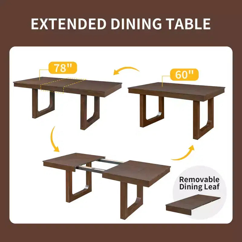 Table de salle à manger extensible en bois style rustique 60-78 po