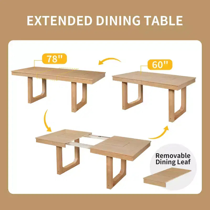 Table de salle à manger extensible en bois style rustique 60-78 po
