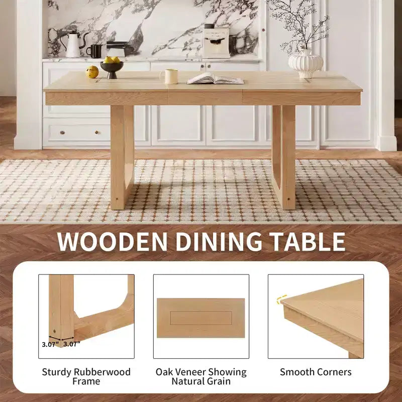 Table de salle à manger extensible en bois style rustique 60-78 po