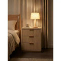 2Pcs 3-Drawer Nightstand With Charging Station, Bedside Table For Bedroom Sofa Living Room, Natural