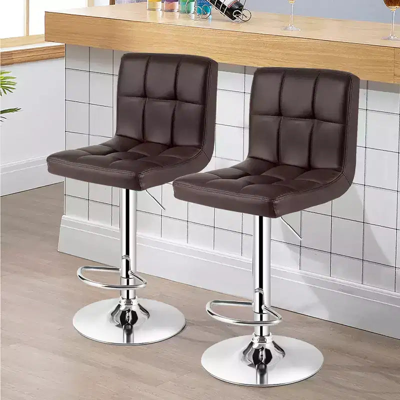 Lot de 2 tabourets de bar réglables en similicuir, pivotants, pour cuisine, comptoir, pub