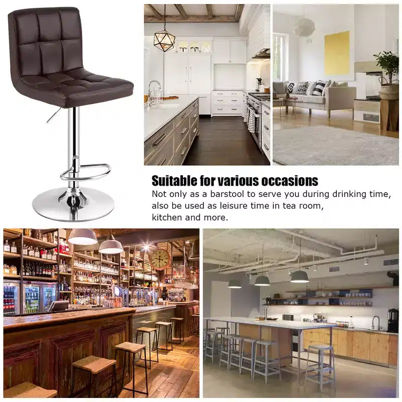 Lot de 2 tabourets de bar réglables en similicuir, pivotants, pour cuisine, comptoir, pub