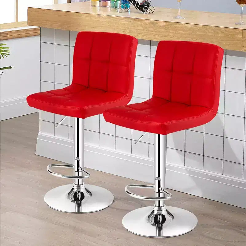 Lot de 2 tabourets de bar réglables en similicuir, pivotants, pour cuisine, comptoir, pub