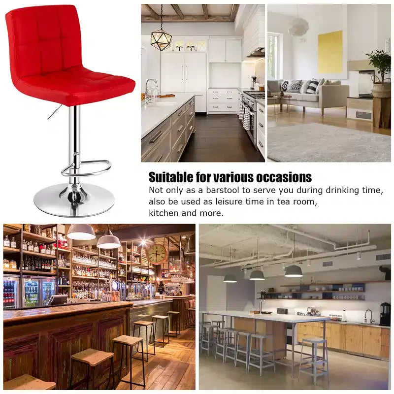 Lot de 2 tabourets de bar réglables en similicuir, pivotants, pour cuisine, comptoir, pub